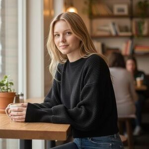 NWT Free People Easy Street Crop Pullover Sweater Relaxed Black Women’s L $98